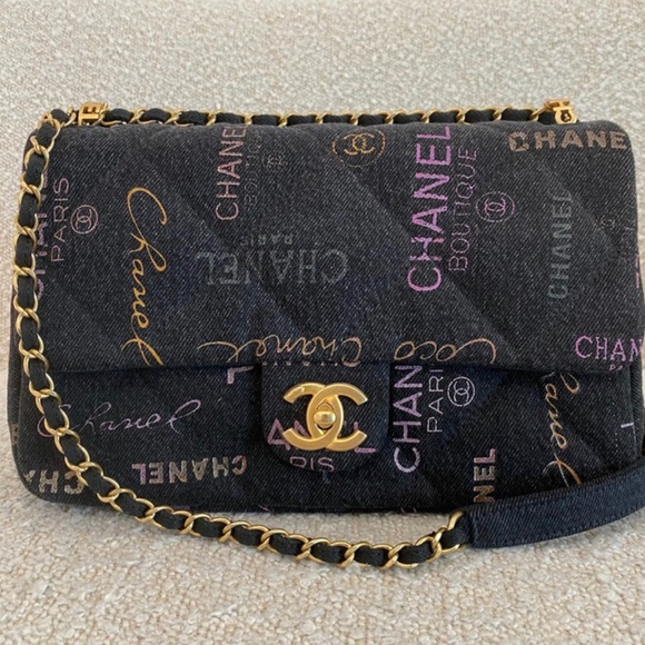 Authentic Chanel Medium Quilted Denim Mood Flap Bag - Picture 1 of 16